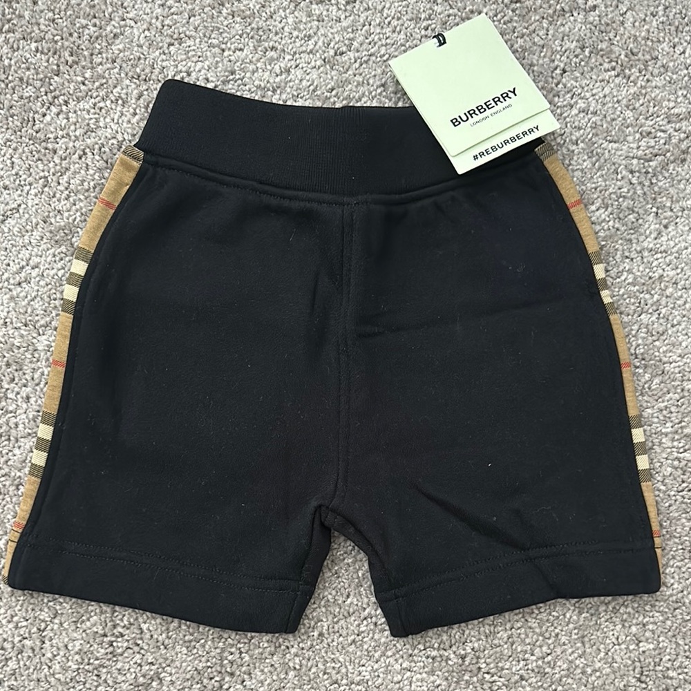 Burberry Black Athletic Shorts with Elastic Waistband
